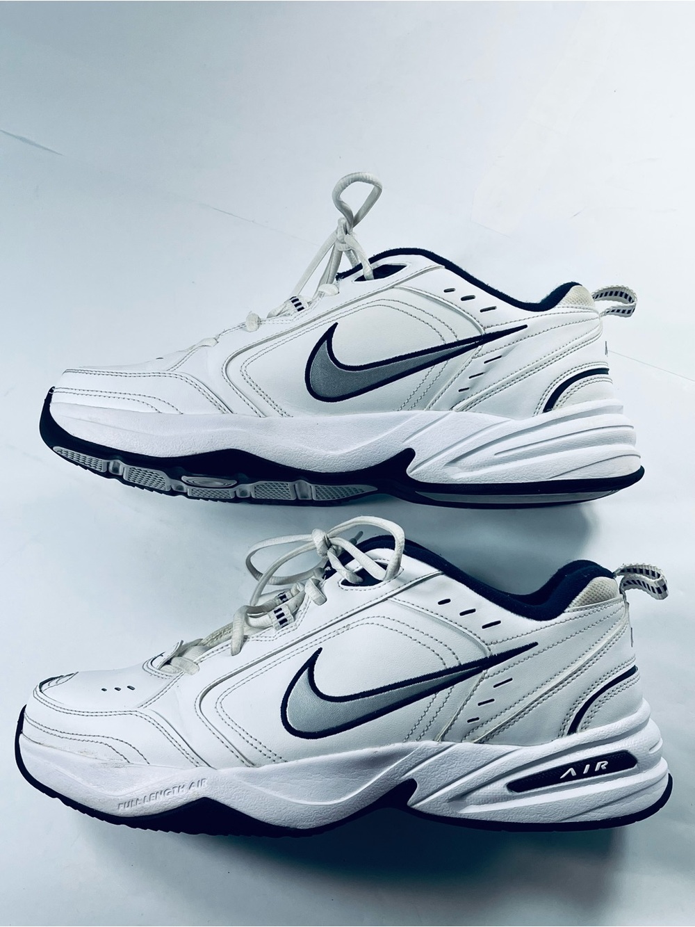 Nike Air Monarch IV #415445-102 White Navy Men's:12 Athletic Sneakers